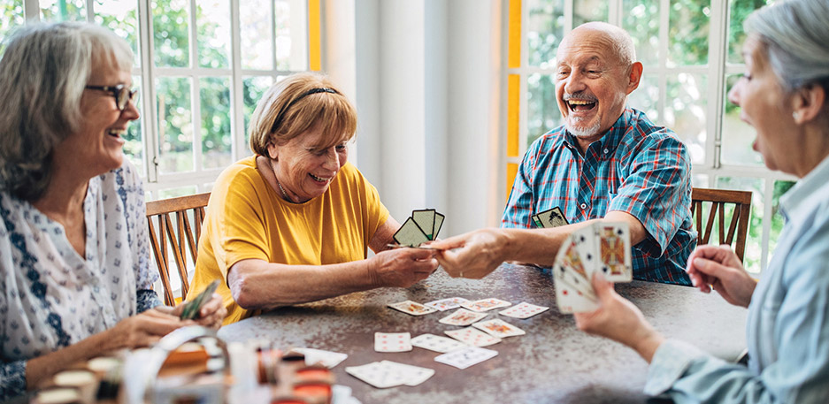 seniors playing card game