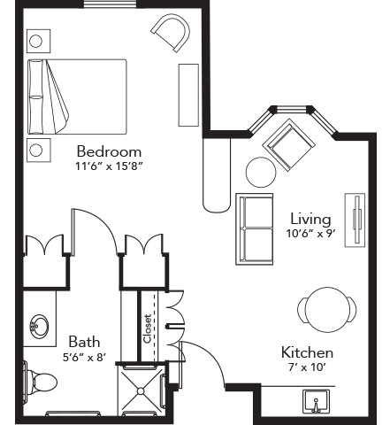 Floor Plan Assisted Living Deluxe Studio